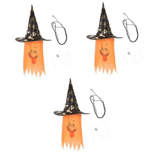 Yardwe 3pcs Wizard Hat Glowing Hanging Ghost Light Decor Halloween Light Decors Witch Hat Halloween Decorations Halloween Party Lights Outdoor Decor Halloween Lights Ornament Cloth Led