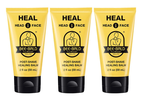 3-Pack Bee Bald HEAL Post-Shave Healing Balm Immediately Calms & Soothes Damaged Skin, Treats Bumps, Redness, Razor Burn & Other Shaving Related Irritations, 2 Fl Oz Each