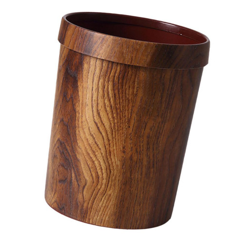Cabilock Wood Grain Trash Can Plastic Wastebasket Rustic Garbage Container Bin Bathroom Trash Can for Kitchen Home Office Bedroom