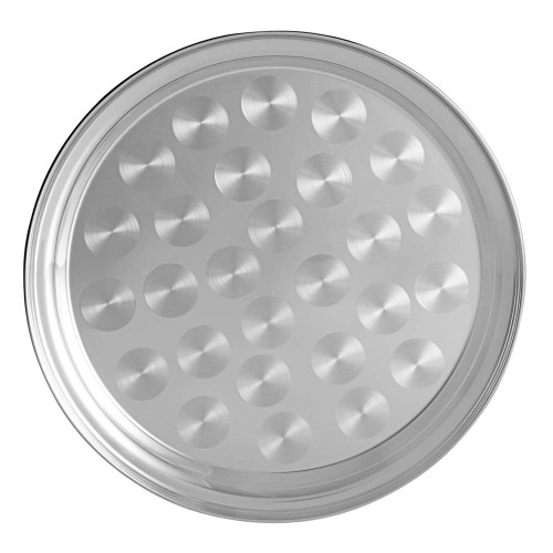 (1-PC-14) Stainless Steel Round Tray Swirl Pattern Serving Tray