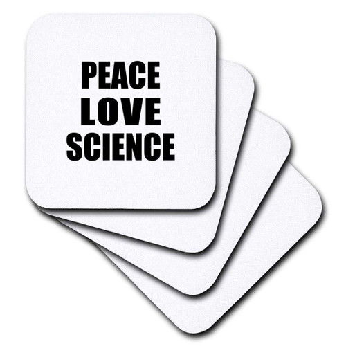 3dRose CST_184908_2 Peace Love & Science Things That Make Me Happy Scientist Gift Soft Coaster (Set of 8)