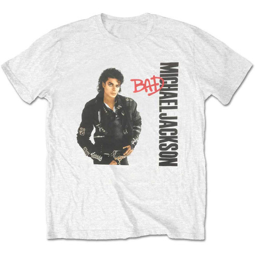 Michael Jackson Men's Bad Slim Fit T-Shirt X-Large White