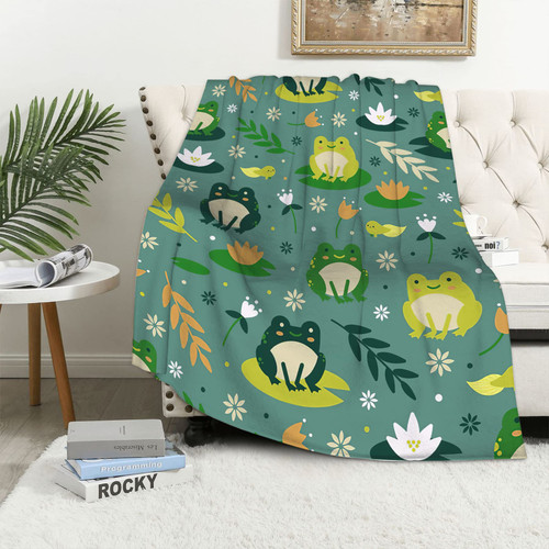 Frog Blanket Green Leaf Cute Frog Throw Blanket for Kids Adults, Frog Gift for Frog Lover, Soft Cozy Flannel Blankets for Couch Sofa 50x40 Inches Frog Blanket Green Leaf Cute Frog Throw Blanket for Kids Adults, Frog Gift for Frog Lover, Soft Cozy Flannel Blankets for Couch Sofa 50x40 Inches