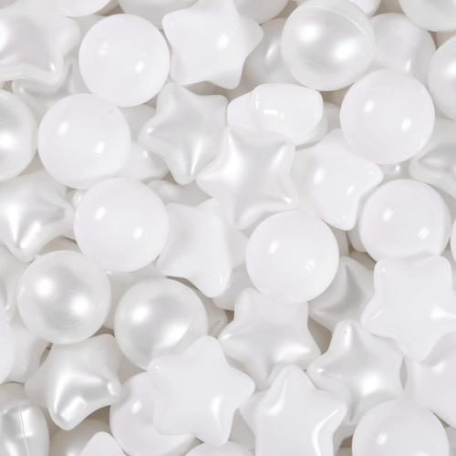 GOGOSO White Ball Pit Balls with Star Balls 100 - Crushproof Plastic Balls for Babies Toddlers Kids Children for 1 2 3 4 5 Years Old,5 Colors,2.15inches