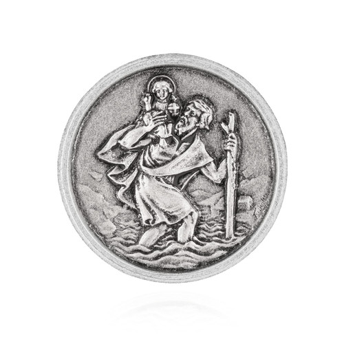 NKlaus 3cm car Badge Patron Saint 3D Saint Christopher Adhesive Magnetic Holder 11442