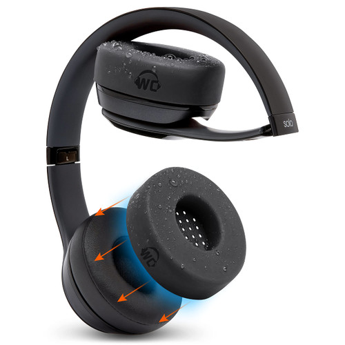 WC SweatZ Beats Solo - Sweat Earpad Covers for Beats Solo 3 & Beats Solo 2, Made by Wicked Cushions | Sweatproof, Washable & Preserves Comfort | Black