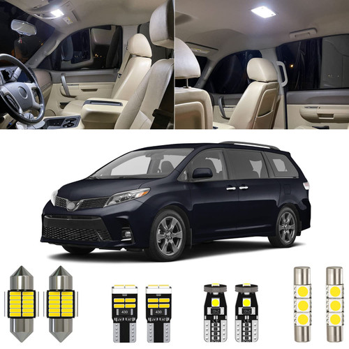 Xpismii 16 Piece 6000K White Sienna Interior LED Lights Kit Package Replacement for Toyota Sienna 2011 2012 2013 2014 2015 2016 2017 2018 2019 2020 2021, with Placement Diagram and Install Tool
