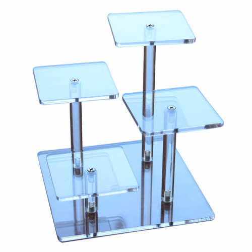 4 Tier Clear Acrylic Riser Display Stand, Action Figure Display Stand Shelf, Jewelry Bracelet Watches Ring Display Stand