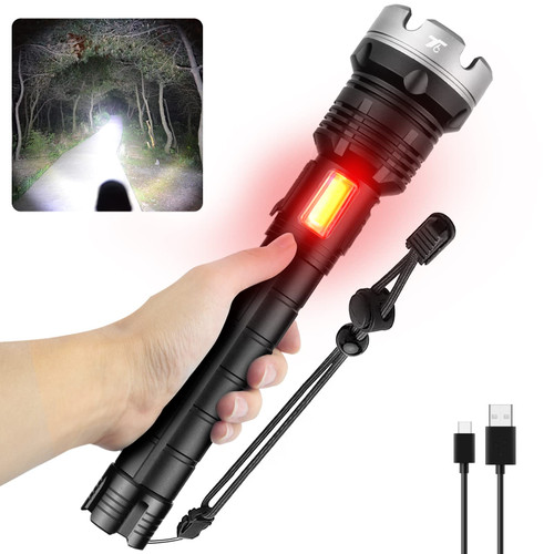T6 Led Flashlight Rechargeable 100000 Lumens, High Lumen Powerful XHP90 Flash Lights with COB Side Work Light, Super Bright 7 Mode Waterproof Torch Light for Emergencies Outdoor Hiking Camping T6 Led Flashlight Rechargeable 100000 Lumens, High Lumen Powerful XHP90 Flash Lights with COB Side Work Light, Super Bright 7 Mode Waterproof Torch Light for Emergencies Outdoor Hiking Camping