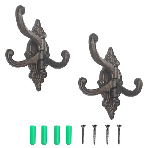 WMCRRZMJ 2-Pack Swivel Wall Hooks Vintage Wall Hooks Cast Iron Hooks Flexible 3-in-1 Swivel Function Hook Vintage Coat Hook Garden Planter Hanger (Taper)