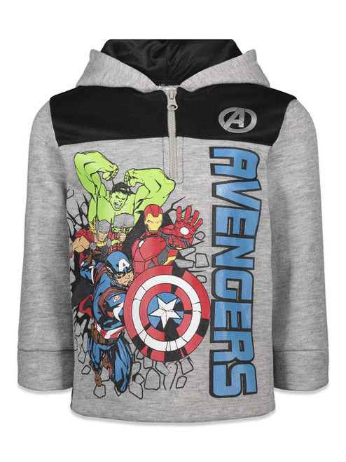 Marvel Avengers Hulk Captain America Thor Big Boys Fleece Half Zip Hoodie 10-12