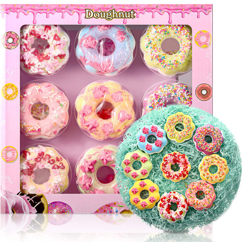 9 Pieces Bath Bomb Set Donuts Bath Balls for Gift Rich in Essential Oils, Bubble Bath Bombs Bath Salt Balls to Motivate Dry Skin for Bubbles, Spa, Birthdays, Anniversaries, Valentine's Day and More 9 Pieces Bath Bomb Set Donuts Bath Balls for Gift Rich in Essential Oils, Bubble Bath Bombs Bath Salt Balls to Motivate Dry Skin for Bubbles, Spa, Birthdays, Anniversaries, Valentine's Day and More