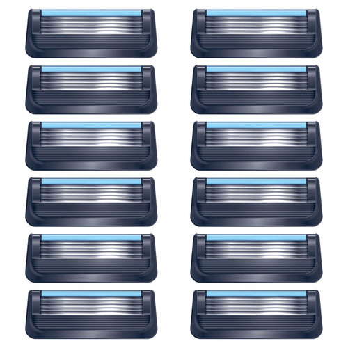 IRVY 5-Blade Razor Refills for Men with Lubrication and Precision Trimmer compatible with Gillette Fusion 5 Razors (Fusion, ProGlide, ProGlide Power, ProShield, Gillette5), 12 Refill Blades Cartridges
