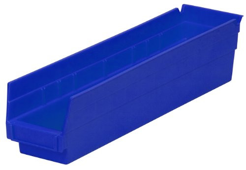 Akro-Mils 30128 18-Inch by 4-Inch by 4-Inch Plastic Nesting Shelf Bin Box, Blue, Case of 12
