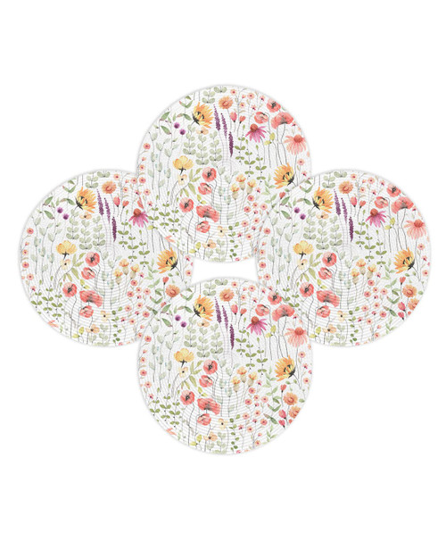 Round Placemats Set of 4 Floral Place Mats Washable Woven Placemat Green Leaves Rustic Vintage Flowers Circle Braided Heat Resistant Table Mat for Kitchen Dining Table Party Home Decor 15 Inch