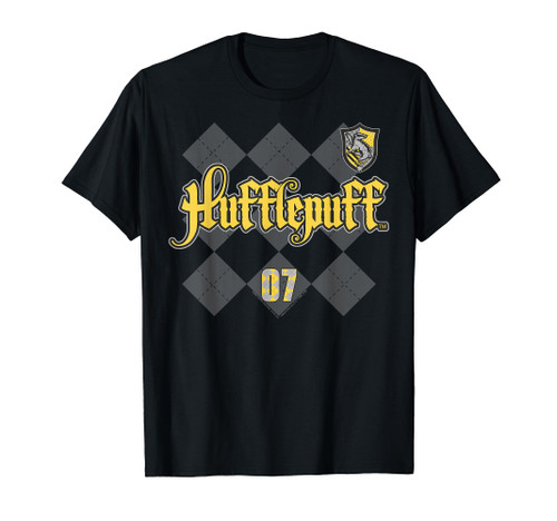 Harry Potter Hufflepuff Plaid Chest Logo T-Shirt