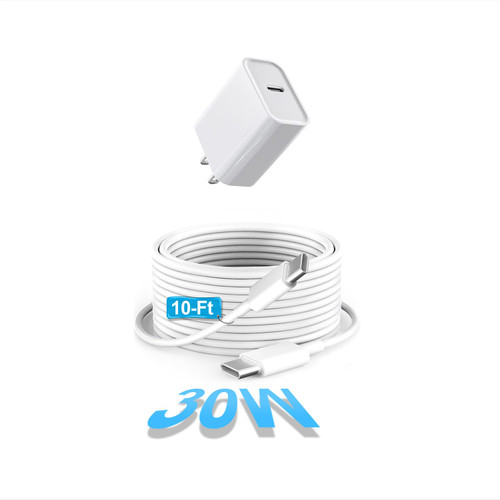 USB-C Charger 30W for Apple iPhone Charger, iPad Pro Fast Charging, GKW GaN USB-PD PPS Power Adapter Block and 10ft USB-C to C Cable,1-Pack White USB-C Charger 30W for Apple iPhone Charger, iPad Pro Fast Charging, GKW GaN USB-PD PPS Power Adapter Block and 10ft USB-C to C Cable,1-Pack White