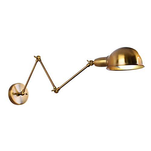 OYI Dome Shade Wall Sconce, 1 Light Industrial Vintage Bedside Wall Light Metal Wall Sconce Adjustable Swing Arm in Antique Copper Finish