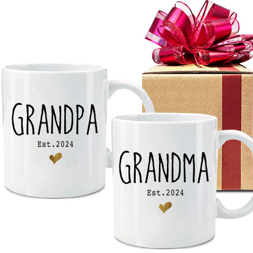 Est 2024 Grandpa & Grandma Coffee Mugs Set, Baby Shower Gifts for New Grandparents, Pregnancy Reveal Announcement New Grandparents Mug, Gold Foil Design Baby Reveal Surprise Publicity Mug Gifts-150 Est 2024 Grandpa & Grandma Coffee Mugs Set, Baby Shower Gifts for New Grandparents, Pregnancy Reveal Announcement New Grandparents Mug, Gold Foil Design Baby Reveal Surprise Publicity Mug Gifts-150