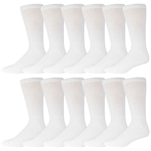 12 Pairs of Cotton Diabetic Neuropathy Crew Socks (9-11, Fits Men's Shoe Size 7-9.5, White) 12 Pairs of Cotton Diabetic Neuropathy Crew Socks (9-11, Fits Men's Shoe Size 7-9.5, White)