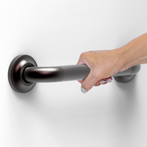 AmeriLuck 1-1/4 x 12in ADA Safety Grab Bar with Knurled Anti-Skid Grip, Stainless Steel 500lbs Support, Oil Rubbed Bronze