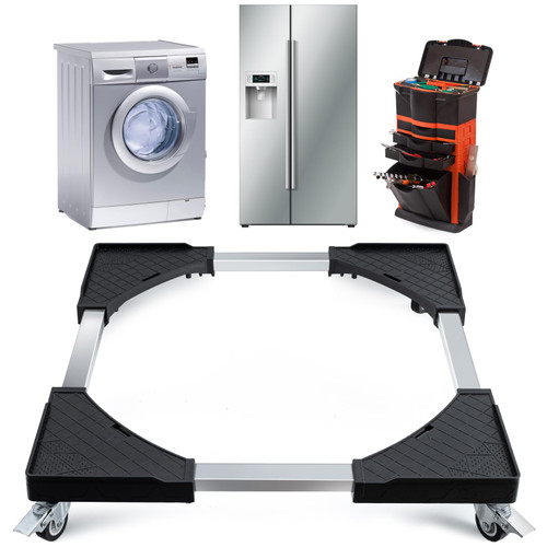 Appliance Furniture Dolly Cart Mini Fridge Stand Adjustable Washing Machine Stand Mobile Moving Roller with 2 Locking Swivel Wheels Universal Mobile Base Moving Dolly Cart for Dryer Refrigerator