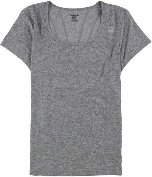 Reebok Womens Fitted Marled Basic T-Shirt, Grey, Large