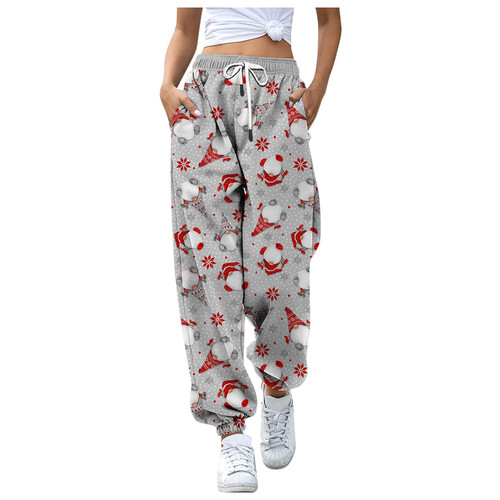 Sweatpants with Pockets for Women Workout Athletic Cinch Bottom Joggers Pants Baggy Lounge Pants with Pockets White