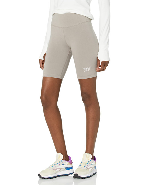 Reebok Women's Standard Active Bike Shorts, Boulder Grey/White Logo, X-Large