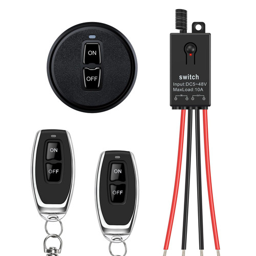 SRDKG 12v Remote Switch,Mini 12v Remote Control Switch with 10a Relay,DC/5v/6v/9v/24v/36v/48v/12v Wireless Switch On Off and Receiver Kit for Light/Pump and Electrical Equipment,with 328Ft Long Range
