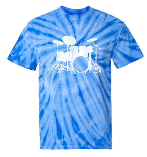 Drumset Silhouette - Drummer Musician Tie Dye Unisex T-Shirt (Royal Tie Dye, Medium)