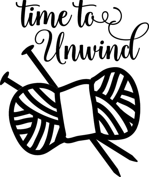 Time to Unwind Spool of Yarn Needles Knitting Chill Wall Decals for Walls Peel and Stick Wall Art murals Black Medium 18 Inch