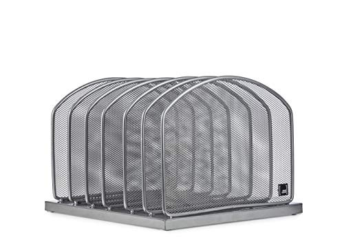 Desktop File Organizer Sorter by Mindspace with 6 Vertical Compartments, Mesh File Office Organizer | The Mesh Collection, Silver