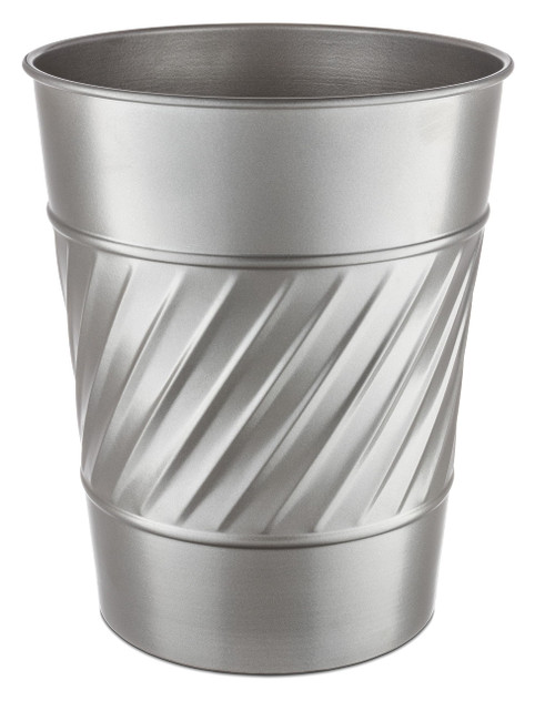 Monarch Abode 39428 Handcrafted, Wave Embossed, Metal Wastebasket Trash Can for Home Office Bedroom, Decorative Wastebasket, Modern Bathroom Decor, Durable, Pewter