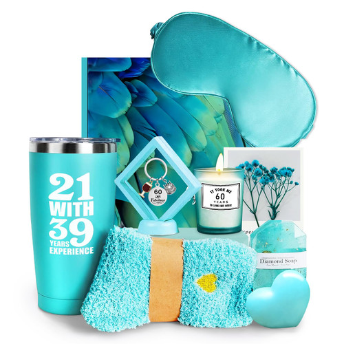 60th Birthday Gifts for Women, Happy 1963 Birthday Gifts Set for Woman Mom Wife Best Friends Sister, Funny 60 Year Old Gift Basket Box for Women, Unique Wine Tumbler Bday Gift Ideas