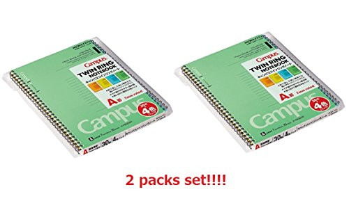 [2 Pack of notebook set] Kokuyo Campus Twin Ring notebook Semi B5 A ruled 30 sheets 8 Notebooks Total 4 Colors(Yellow Blue Green Orange) ?-T602AN