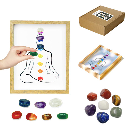 7 Chakra Healing Stones Set with Stand, Meditation Decorations for Home Chakra Reiki Crystals Gemstones for Therapy