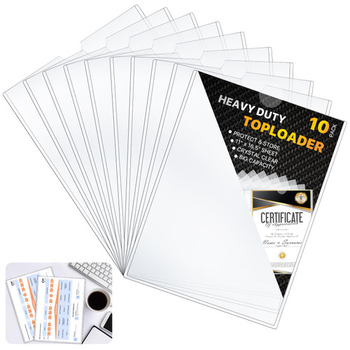 Milkary 10Pcs Rigid Print Protector, 11" x 17" Clear Top Loader PVC Sheet Protectors Heavy Duty Crystal Frame Paper Sleeves Holder to Protect Display Photographs Poster Prints Magazine Documents