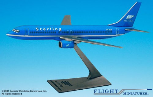 Flight Miniatures Sterling Airlines Denmark Light Blue Boeing 737-800 1:200 Scale Display Model with Stand