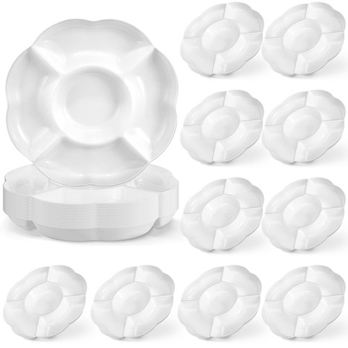 16 Pack 5 Sectional Plastic Serving Trays Round White Chips and Dip Tray Fruit Appetizer Serving Plate 10 Inch Veggie Platter Tray Divided Snack Serving Tray for Party Nut Candy Fruit Dish Platter 16 Pack 5 Sectional Plastic Serving Trays Round White Chips and Dip Tray Fruit Appetizer Serving Plate 10 Inch Veggie Platter Tray Divided Snack Serving Tray for Party Nut Candy Fruit Dish Platter