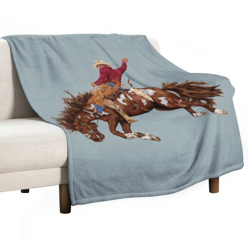 Vintage Western Cowboy Fleece Throw Blanket Soft Cozy Fluffy Flannel Throws Blankets for Couch Bed Sofa Living Room Bedroom Home Decor, Lightweight Fuzzy Plush Blanket for All Season 40" X 50"