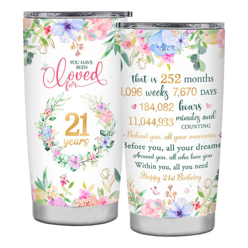 WHIFDSKL 21st Birthday Gifts for Her 21st Birthday Gift Ideas 21 Year Old Birthday Gifts for Her Best Gifts for 21 Year Old Daughter Women Sister Bestie 21st Birthday Decorations for Her Tumbler 20oz