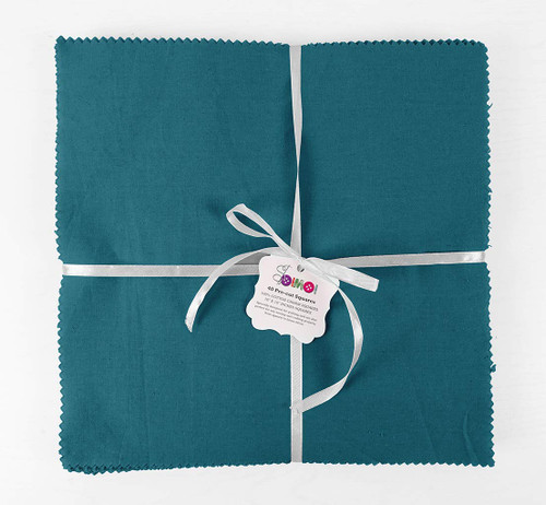 Soimoi Solid Teal Blue Precut 10 inch Cotton Fabric Bundle Quilting Squares Charm Pack DIY Patchwork Sewing Craft