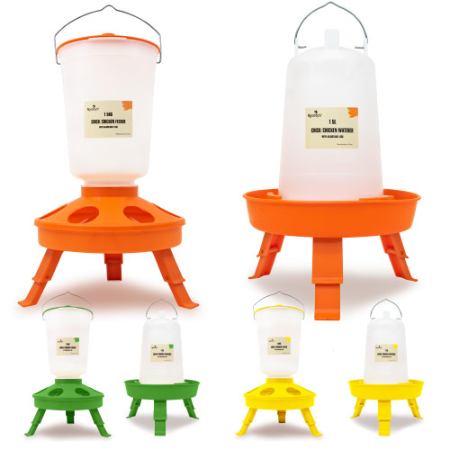 Roosty's Top Fill Chicken Feeder and Waterer Set, Top Fill Chick Feeder and Waterer Kit, 1.5kg Poultry Feeder and 1.5L Chick Waterer - Baby Chick Feeder, Baby Chick Waterer, Chicken Starter Kit