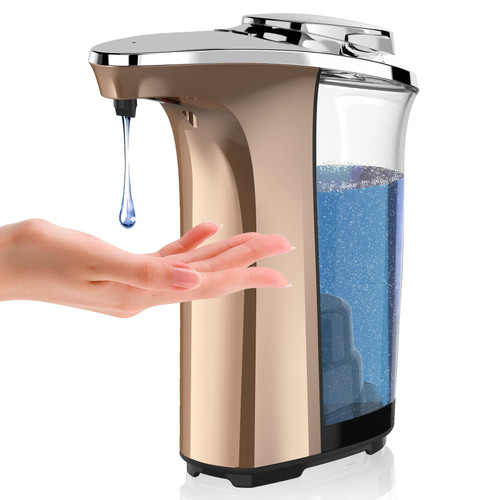 PZOTRUF Automatic Soap Dispenser,Touchless Dish Soap Dispenser 17oz/500ml with Upgraded Infrared Sensor, 5 Adjustable Soap Dispensing Levels, Liquid Hand Soap Dispenser for Bathroom (Rose Gold)