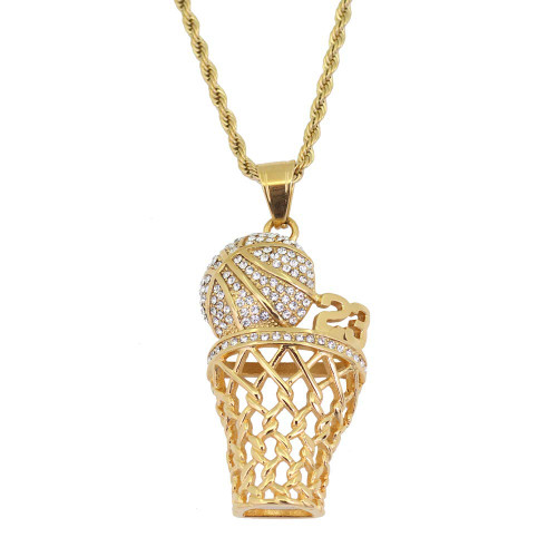 Moca Jewelry Hip-Hop Basketball 23 Pendant Stainless Steel Chain Rhinestone Crystal Necklace for Men Women (Gold) Moca Jewelry Hip-Hop Basketball 23 Pendant Stainless Steel Chain Rhinestone Crystal Necklace for Men Women (Gold)