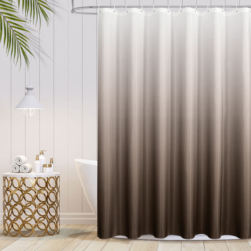 MitoVilla Brown Ombre Shower Curtain 72 x 78, Waffle Long Shower Curtain Sets, 78 inch Long Fabric Shower Curtain for Bathroom Decor, Washable Modern Cloth Shower Curtains 78 inch