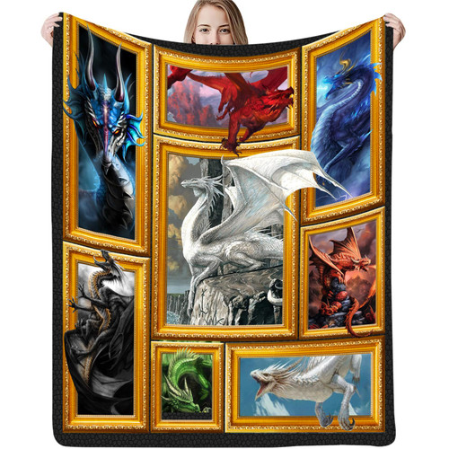 Dragon Blanket for Boys Men Dragon Throw Blanket for Kids Adults Ultra Soft Cozy Flannel Blanket for Couch Sofa ?Bed Gift Blanket (50" x 60")