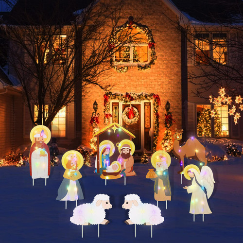 KABOER Nativity Scene Sign-Holy Nativity Joy Yard Sign Manger Scene Religious Christmas Yard Signs Merry Christmas Yard Decor