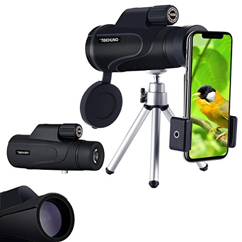 Monocular Telescope for phone 16X50 High-powered BAK4 Prism Low Night Vision Waterproof Fog-proof Smartphone Adapter Tripod Holder for Bird Watching Hunting Camping Hiking Travelling Wildlife
